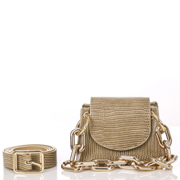 Taupe Interchangable Coin Belt/ Mini Purse with Chain - Picture 6 of 16